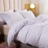 Simples White Bedding Set Onda Cubo Jacquard Duvet Capa Com Fronha Set Twin Cheio Rainha Rainha King Size Bedclothes 210706