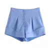 Outono namorado estilo um botão mid mulheres longa blazer ruched plissado cintura alta solta shorts vintage ternos 2 partes set 210429