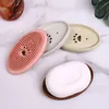 Dishes de sabonete de silicone com escova limpa sala de chuveiro sabonetes portador multiuso presente bonito para as mulheres