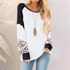 Women's Blouses & Shirts Leopard Printed Blouse For Women 2022 O Neck Patchwork Autumn Long Sleeve Pullover Loose Tops Blusa Feminina