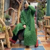 Johnature Kadınlar Vintage Baskı Çiçek Parkas Baskı Çiçek Mont Bahar V Yaka Uzun Kollu Düğme Pamuk Keten Kadın Parkas 210521