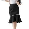 Plus Size Women's Clothing S-5XL High-waist Skirt Elegant Solid Color Office Ladies' Bust Fishtail Skirts 210527