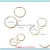 Jewelrybig Copper Hoop Earrings For Women Matted Gold Color Brass Statement Costume Female Jewelry 4Cm/ 5Cm / 6Cm & Hie Drop Delivery 2021 U