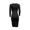 Frauen Herbst Sexy Bodycon Abend Party Langarm Spitze Midi Kleid Vestidos Cortos de Verano Spitze Kleider Sukienki Robe Femme 210520