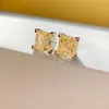 Princess Cut 7mm Topaz Diamond Stud Brincho 100 Real 925 Sterling Silver Promise Brincos de Casamento para Mulheres Men6965606