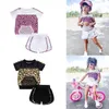 Conjuntos de ropa Moda bebé niñas de manga corta Impresión de la red Tops Tops Shorts casuales Ropa de leopardo 0-5Y Trajes de verano
