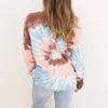 Tie Dye Kobiety Ubrania Z Długim Rękawem T Koszulki Kobiet Dorywczo O-Neck Luźne Topy Koszulki Jesień Moda Kolor Drukuj T Shirt Odzież