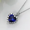 Choucong merk mousserende handgemaakte luxe sieraden 925 sterling zilveren vulling blauwe saffier cz diamant edelstenen partij hart hanger vrouwen bruiloft sleutelbeen ketting