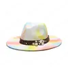 Fedoras Chapéus Para Mulheres Homens Grande Brim Tintura Tintura Inverno Com Pérola Cap Panamá Fascinador Multicolor Blue Branco Felted Hats