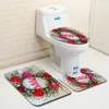 Zeegle Romantic Valentine 3-teiliges WC-Vorleger-Set, rutschfeste Badezimmer-Fußmatten, Flanell-Badezimmerteppich, Toilettendeckelbezug, Badematten-Set 210401