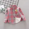 フルスリーブ男の子シャツ子供子供のためのカジオカミサブラウス子供服赤ちゃんの男の子のチェック柄の厚いシャツ秋の暖かい210713