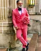 Wysokiej jakości męskie Tuxedos Różowe podwójne piersi garnitury biznesowe Groom Wedding Prom Party Party Strój kurtki 283Q