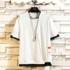 Été manches courtes Harajuku Corée Mode T-shirt blanc Streetwear One Piece Hip Hop Rock Punk Hommes Top Tees Tshirt Vêtements Y0809