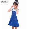 Chumhey 2-16T Ragazze Vestito estivo Bretella Abiti Cinghie estive Bambini Scamiciato Salopette di jeans Abbigliamento per bambini Vestiti per ragazza G1218