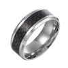 Mode acier inoxydable Fiber de carbone anneau pour hommes femmes Couple noir argent couleur mâle bijoux accessoires grappe anneaux