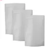 Haute Qualité 100 pcs Grande Taille Tear Notch Blanc Kraft Papier Zip Lock Sacs Refermable Stand Up Pouches Pour Poudre Café Beangoods