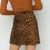Jocoo Jolee Sexy Leopard Skirt for Women Winter Vintage Harajuku High Waist Suede a Line Mini Dress Casual Short Wrap Skirt 210518