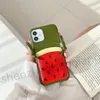 Fashion Designer telefoonhoesjes voor iPhone 13 Case 12 Promax 11 Max X XR 7 8 Plus Cover Luxury Leather Lederen Embossing Watermelon Wallet Card Holder Handtas Handtas Women Cadeau