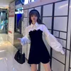 Sıradan Elbiseler 2022 Sonbahar ve Kış Kadınlar İçin İki Parça Kıyafetleri Kadın Koreli Retro Gömlek Askı Etek Moda Takım Kıyafetleri SAKIN