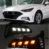 Hyundai Sonata 2021 2022를위한 1 쌍 동적 노란색 턴 신호 자동차 DRL LED 안개 램프 주간 주행 빛
