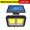 120/128 / 150 / 160leds COB Solar Light Outdoor Pir Motion Sensor Vägglampa Floodlight med / utan fjärrkontroll - med 128Cob