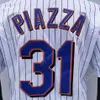 Mike Piazza Jersey 31 2000 2001 Vintage 2016 Hall Of Fame Patch Person Home Away Bianco Gessato Pullover Blu Nero Grigio Tutto Cucito