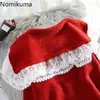 Nomikuma Koreanische Süße Pullover Frauen Plus Größe Drehen Unten Kragen Spitze Patchwork Langarm Pullover Jumper Herbst Pull Femme 210514