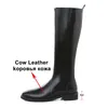 Autumn Knee High Boots Women Natural Genuine Leather Flat Riding Zipper Pointed Toe Shoes Lady Winter Size 34-39 210517