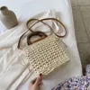 Mulheres verão palha rattan crossbody saco com punho curto-tecido mão-tecida bolsa de ombro e bolsas seaside férias