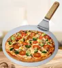 Couteaux de cuisine Pizza Peel 10 pouces Cake Lifter Spatule en acier inoxydable avec manche en bois de caoutchouc Paddle Plateau pour la cuisson Homemade KD1