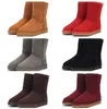 Botas de neve curtas femininas Aus 5825 de alta qualidade, botas macias e confortáveis para manter o calor, couro genuíno, pele de carneiro, pelúcia, cartão, saco de pó, presente para amantes de meninas, U5825