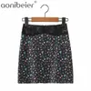 Goth Printed Sheer Lace Patchwork Bodycon Mini Skirt Summer Fashion Chiffon High Waist Women Casual Pencil Girls 210604