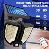 90Led Solar Wall Lamp Motion Sensor Waterproof LED Street Light Security Garden Solar Lamps med fjärrkontroll Laddningsbara utomhuslampor