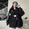 Gençlik Giyim Kadın Kore Harajuku Tarzı Ceket Boy Deri Saf Siyah 210922