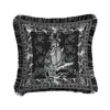 Classic Black White Sofa Decorative Pillow Cases European Luxury Tassel Cushion Covers Double Side Printing Pillowcases