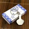 10sets High Quality Chinese style key chain key ring Unique Blue and White Porcelain Key Holders Souvenir Favors Gifts for Small Business