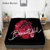 3D Folha de cama personalizada com elástico, folha queen-rainha / rei, capa de colchão de flor rosa, 200/150/160 / 180x200 Bedsheet, Drop Ship 210626