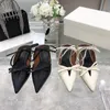 Women's shoes pointed sandals female lace up kitten heel bow shallow mouth Baotou 2.5CM height women sandal