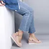 Sophitina Roman Sandalsファッション通勤楔プラットフォームデザインセクシーなピープトウサンダル通気性夏のオフィスシューズ女性SC683 210513
