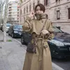 Long Trench Coat Ladies Double Breasted Slim Kvinna Outwear Windbreaker Casual Street All-Match Kvinnors Kläder XXL 210914