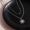 Vintage Silver Color Sun Pendants Necklaces for Women Korean Simple Style Multi-Layer Beads Chain Necklace Fashion Party Jewelry G1206