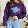 Vintage Top Streetwear Printed Sweatshirt Kvinnors Oversized Hoodie Vinter Pullover Kvinnors Toppar Tonåring Kläder Kvinnor Mode 210816