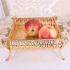 Accueil Boissons Plateau Creative Vintage Assiette De Fruits Table Snack Fer Boîte De Rangement Rond Carré Or Panier Bureau Décoration 211102