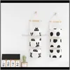 Boxes & Bins Black White Pattern Cotton Linen Hanging Storage 3 Pockets Mounted Wardrobe Hang Bag Wall Pouch Cosmetic Toys Organizer E Tj53Q