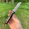 Tunafire GT963 VG-10 Coltello pieghevole Damasco Manico in legno edc coltelli da campeggio autodifesa all'aperto Strumento manuale multifunzione invia copertura in pelle