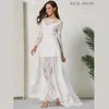 Casual Jurken Ayualin Maxi Lace voor Vrouwen Wit Floral Lange Mouw Herfst Jurk Sexy Backless Elegant Party Boho Vestidos 2021