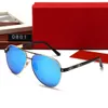 Luxus-Designer-Sonnenbrille für Männer und Frauen, verspiegelter Metallrahmen, Piloten-Sonnenbrille, klassische Vintage-Brille, Anti-UV-Fahrradfahren, modische Sonnenbrille mit kostenlosem Etui 0801