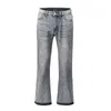 Vintage Patchwork Flare Jeans Urban Men Streetwear Wide Leg Denim Pant Hip Hop Black ColorBlock Slim Fit For 220118