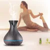 Devisib 400ml Aroma etherische olie diffuser houtnerf ultrasone coole mist luchtbevochtiger 7 kleur LED-licht voor kantoor thuis slaapkamer 210724