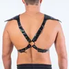 Erotico Gay Rave PU Finimenti in pelle Cintura Uomo Bdsm Fibbia regolabile Petto Corpo Giochi per adulti Bondage Abbigliamento Reggiseni Set245d